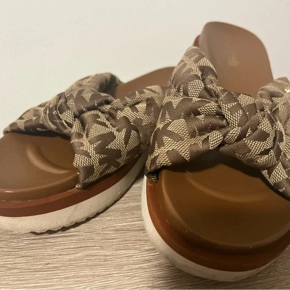 Michael Kors Brown Logo Knot Sandals - Picture 2 of 4